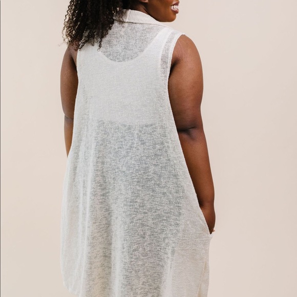 Gauzy Bohemian Cardi Vest in Taupe - Picture 8 of 11